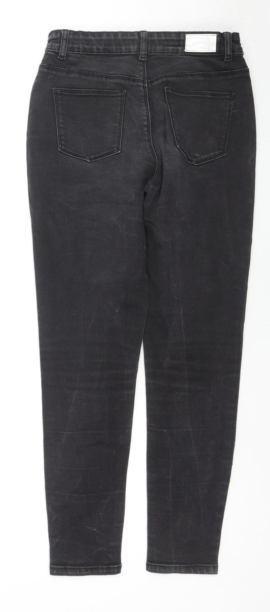 Denim & Co. Girls Black Cotton Skinny Jeans Size 12-13 Years L25 in Regular Zip