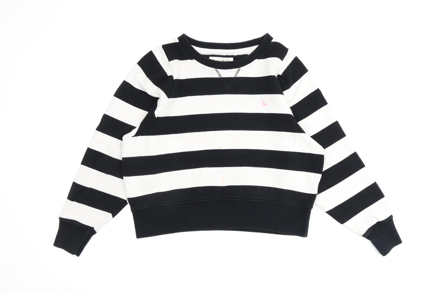 Jack Wills Womens Black Striped 100% Cotton Pullover Sweatshirt Size 10 Pullover