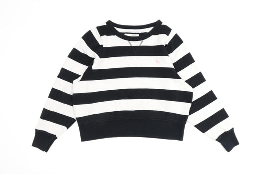 Jack Wills Womens Black Striped 100% Cotton Pullover Sweatshirt Size 10 Pullover