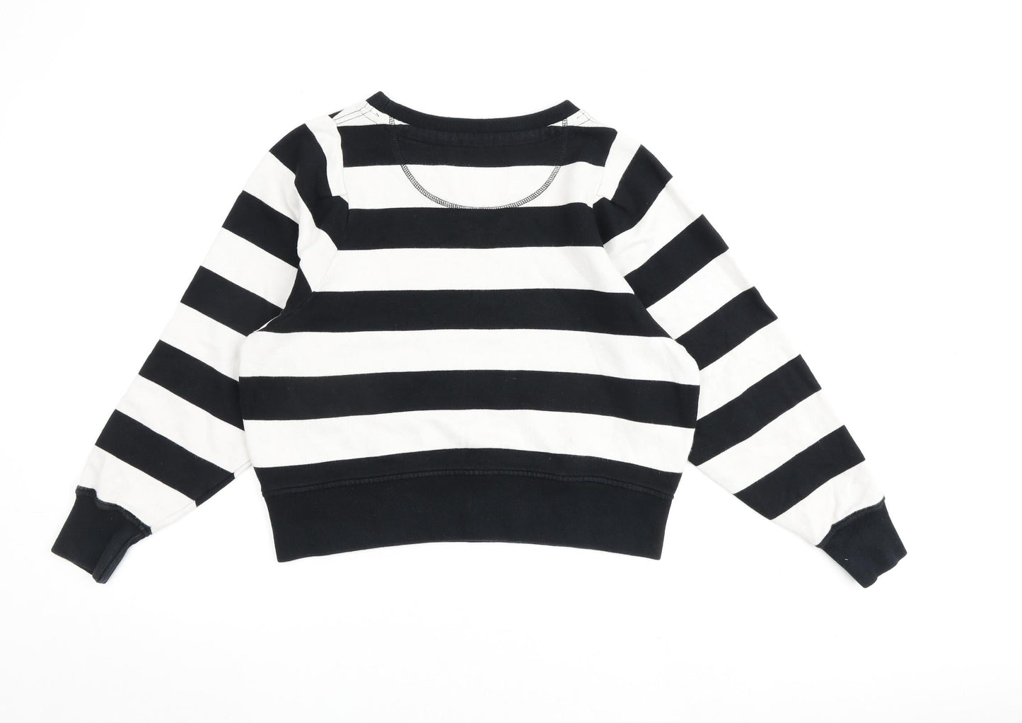 Jack Wills Womens Black Striped 100% Cotton Pullover Sweatshirt Size 10 Pullover