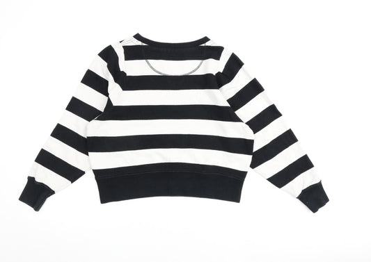 Jack Wills Womens Black Striped 100% Cotton Pullover Sweatshirt Size 10 Pullover
