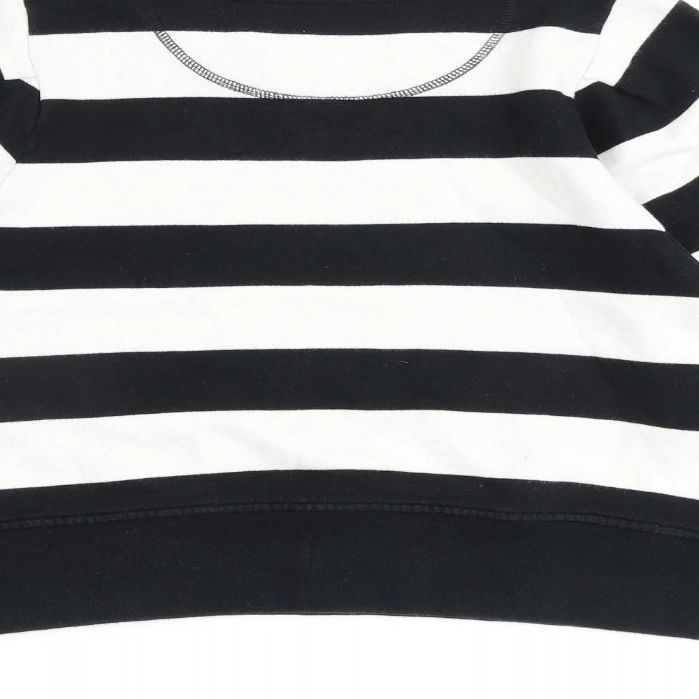 Jack Wills Womens Black Striped 100% Cotton Pullover Sweatshirt Size 10 Pullover