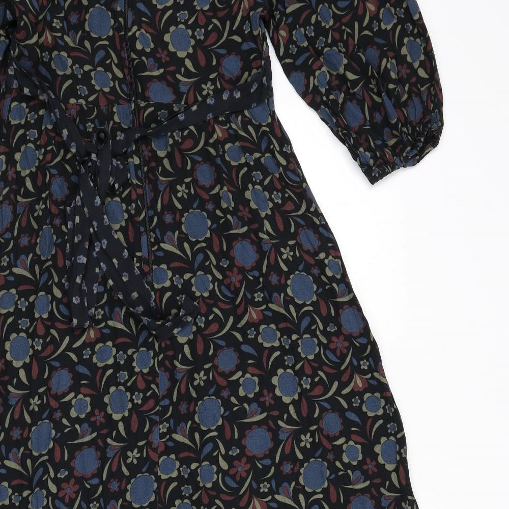 Topshop Womens Multicoloured Floral Viscose A-Line Size 8 Off the Shoulder Zip