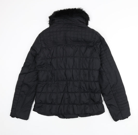 Marks and Spencer Womens Black Puffer Jacket Coat Size 12 Zip