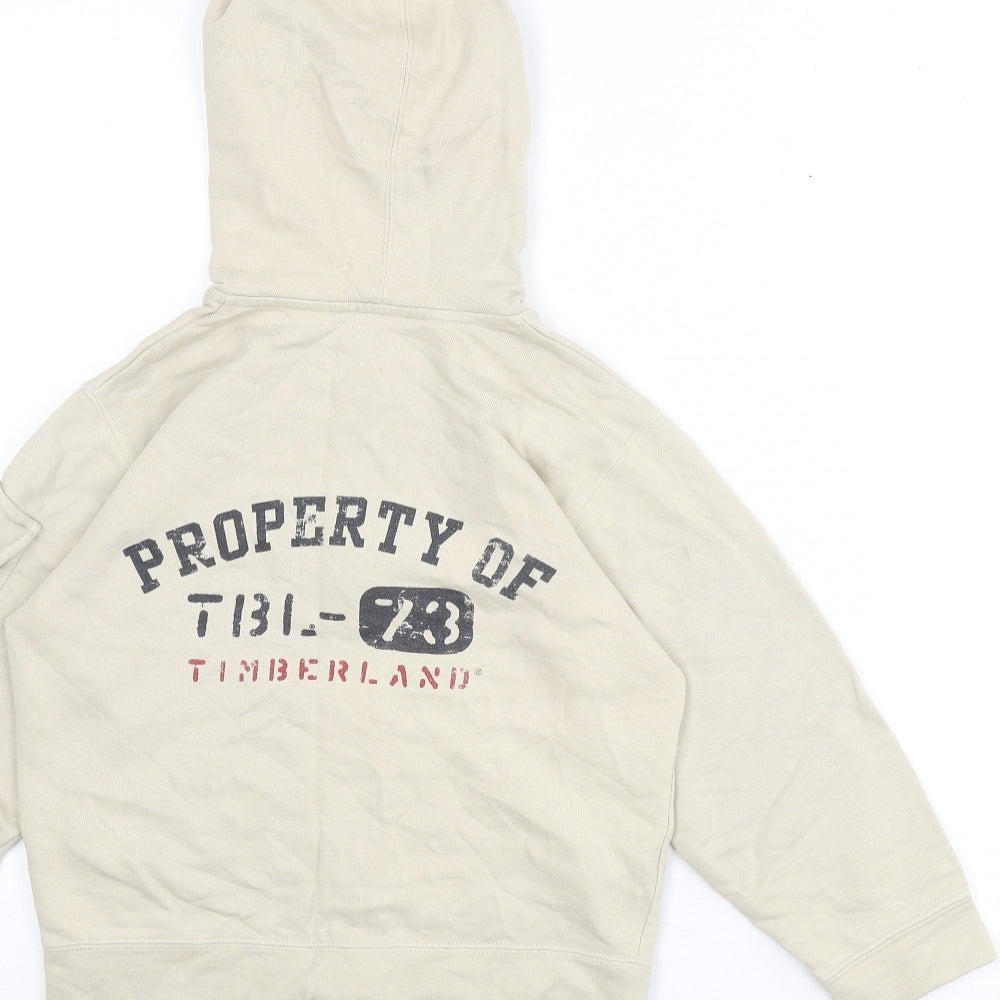 Timberland Boys Beige 100% Cotton Full Zip Hoodie Size 6 Years Zip