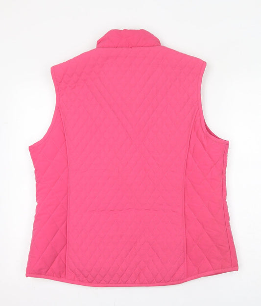 The Cotton Shirt Company Womens Pink Gilet Jacket Size L Zip - Quilted