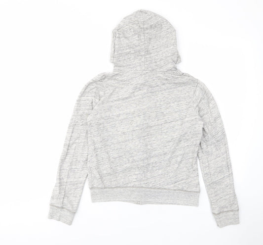 Hollister Womens Grey Cotton Full Zip Hoodie Size M Zip - Pockets, Logo, Embroided