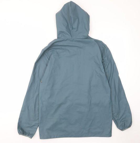 Rain Womens Blue Rain Coat Coat Size XS Zip - Zip Pockets