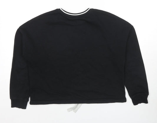 Marks and Spencer Girls Black Cotton Pullover Hoodie Size 12-13 Years Pullover - Future