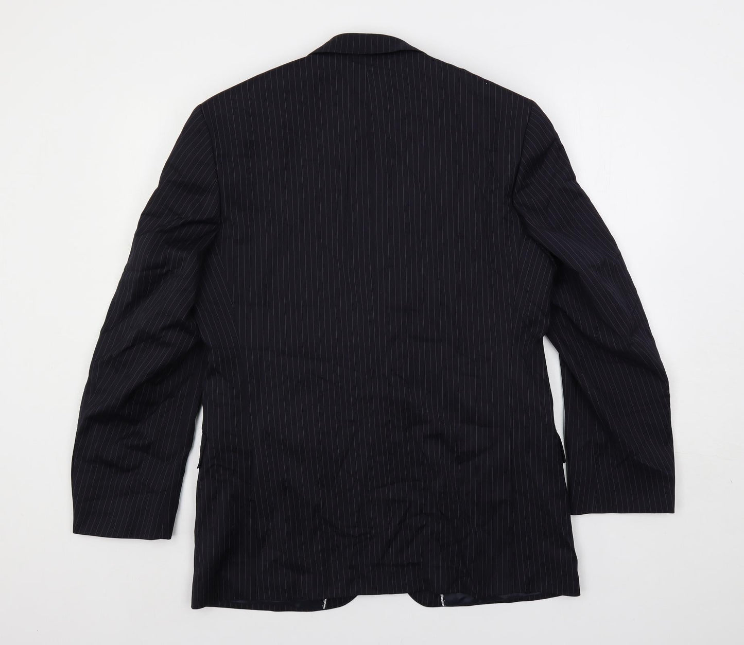 Racing Green Mens Blue Striped Polyester Jacket Suit Jacket Size 40 Regular