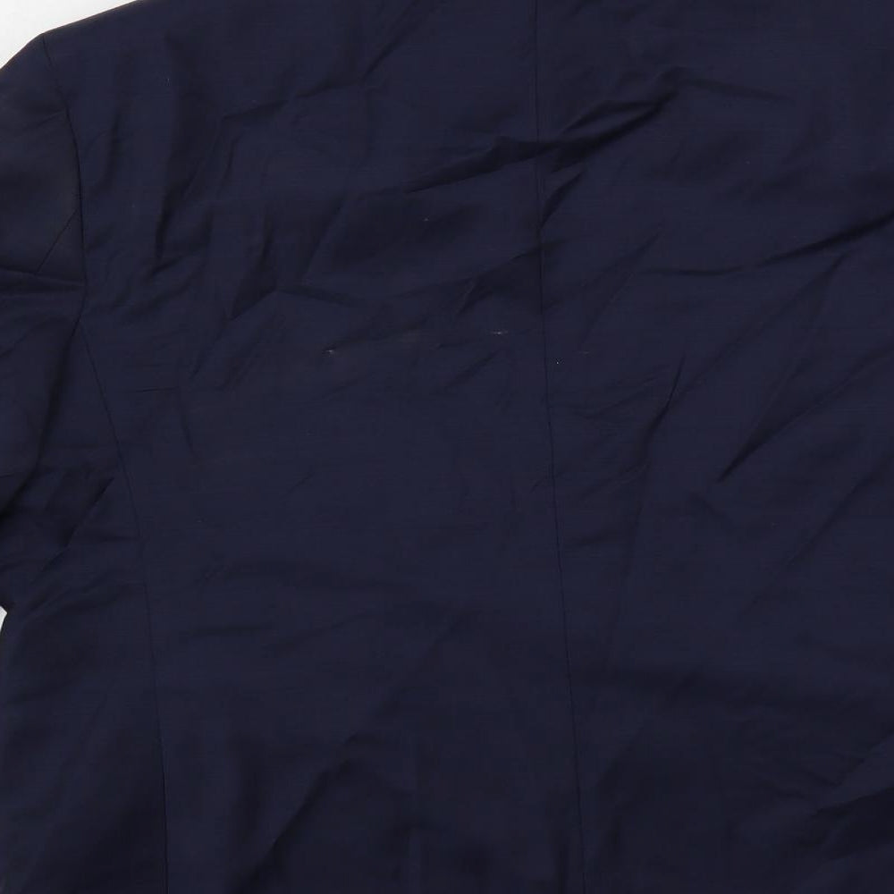 Brand and care label for Autograph men’s blue wool jacket suit jacket, size 46, regular