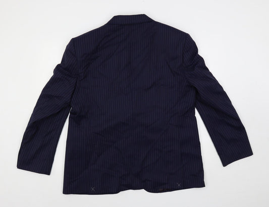 Marks and Spencer Mens Blue Striped Wool Jacket Suit Jacket Size 44 Regular