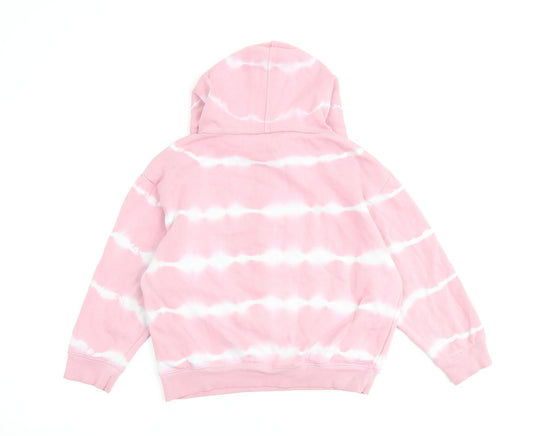 Cotton On Girls Pink Striped Cotton Pullover Hoodie Size 9-10 Years Pullover