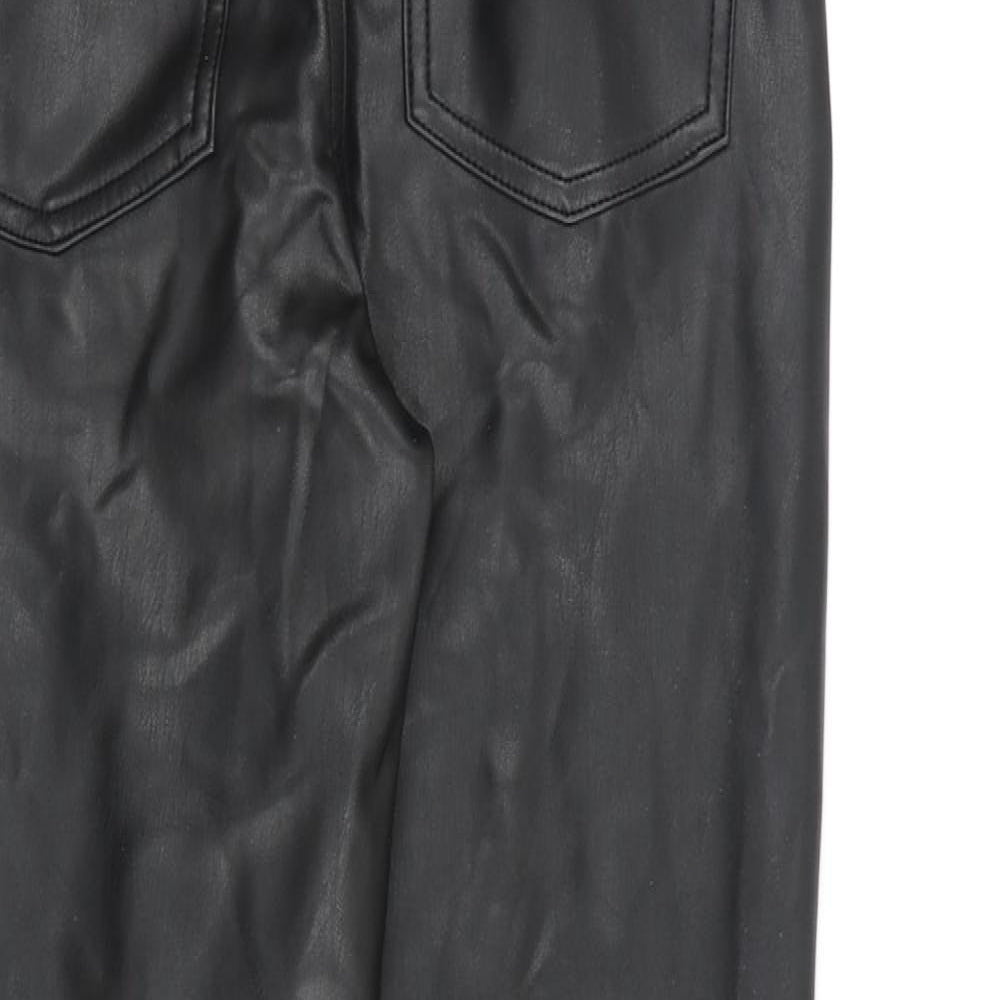 Brand and care label for Only women’s black polyester trousers, size S, 27-inch leg regular zip
