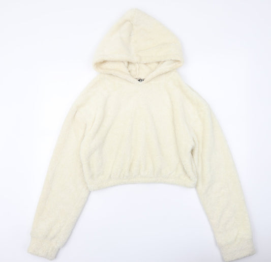 PRETTYLITTLETHING Womens Ivory Polyester Pullover Hoodie Size M Pullover