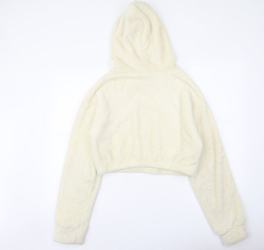 PRETTYLITTLETHING Womens Ivory Polyester Pullover Hoodie Size M Pullover