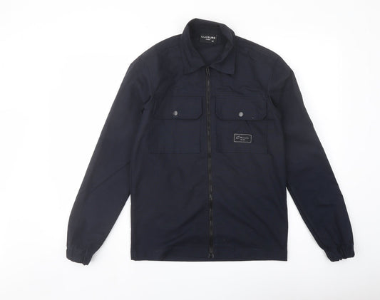 Additional front view of Closure men’s blue jacket, size XS, zip