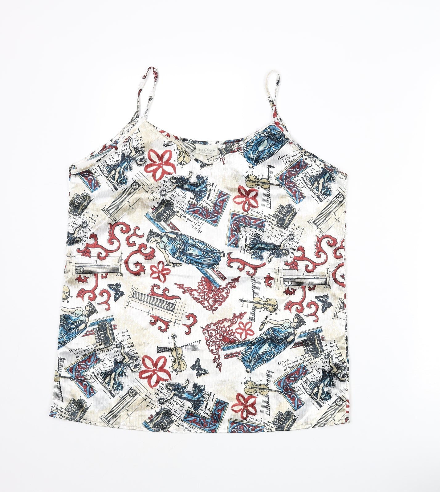 Falmer Womens Multicoloured Geometric Polyester Camisole Blouse Size 6 Scoop Neck - Music Print