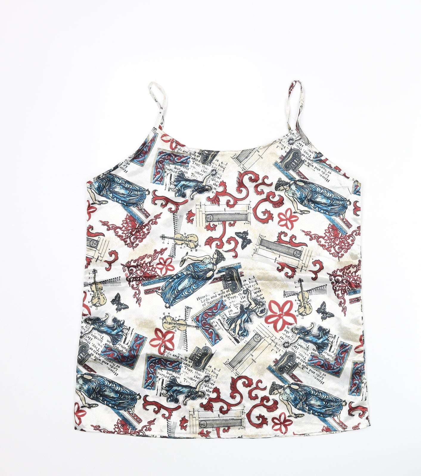 Falmer Womens Multicoloured Geometric Polyester Camisole Blouse Size 6 Scoop Neck - Music Print