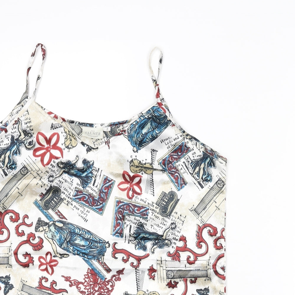 Falmer Womens Multicoloured Geometric Polyester Camisole Blouse Size 6 Scoop Neck - Music Print