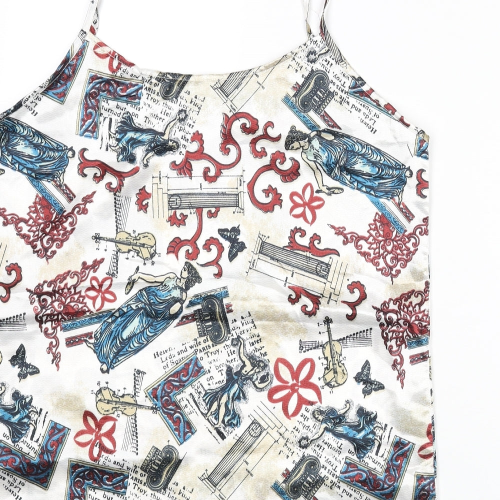 Falmer Womens Multicoloured Geometric Polyester Camisole Blouse Size 6 Scoop Neck - Music Print