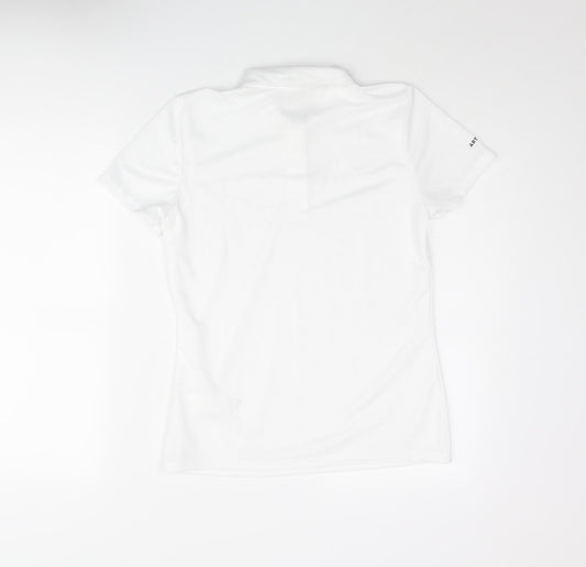 Artengo Womens White Polyester Basic Polo Size 12 Collared Button - Sleeve Logo