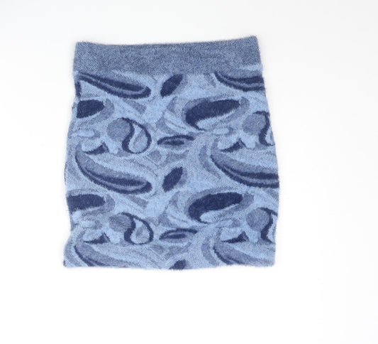 Zara Womens Blue Geometric Polyamide Mini Skirt Size S