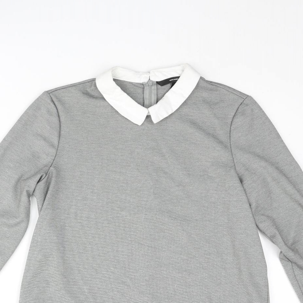 VERO MODA Womens Grey Polyester Basic Blouse Size M Collared