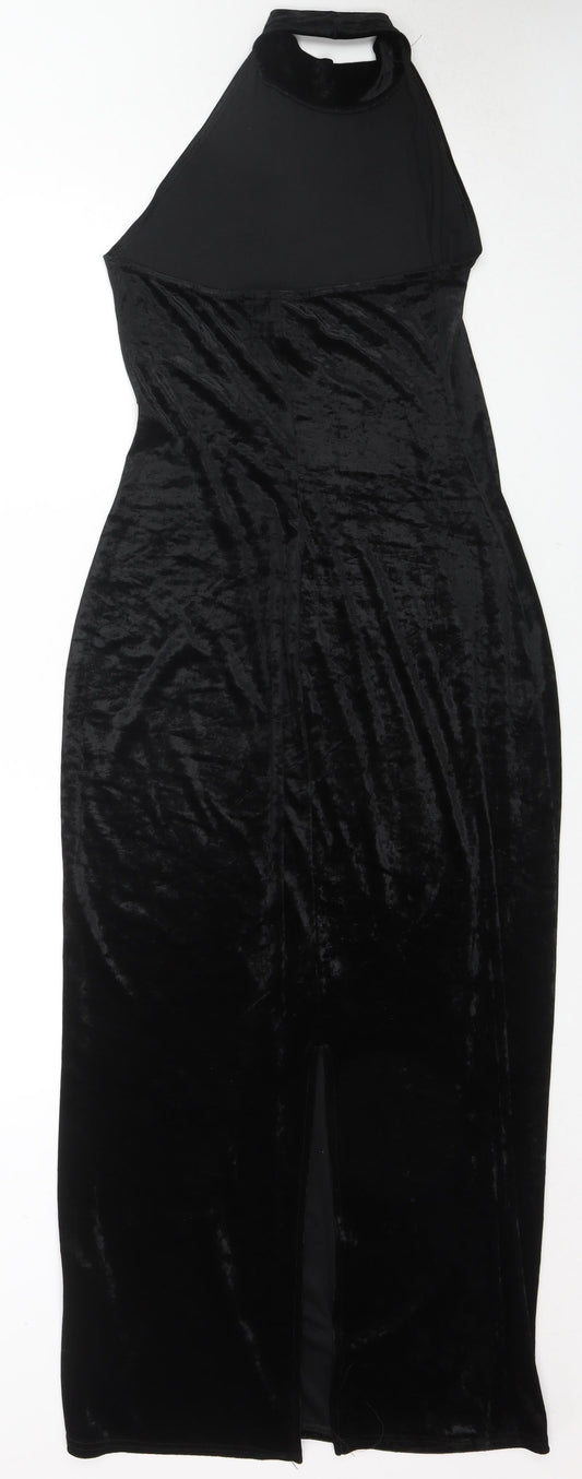 Wallis Womens Black Polyester Maxi Size 14 Halter Pullover