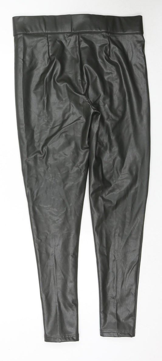 Marks and Spencer Womens Black Polyester Pedal Pusher Trousers Size 16 L28 in Regular