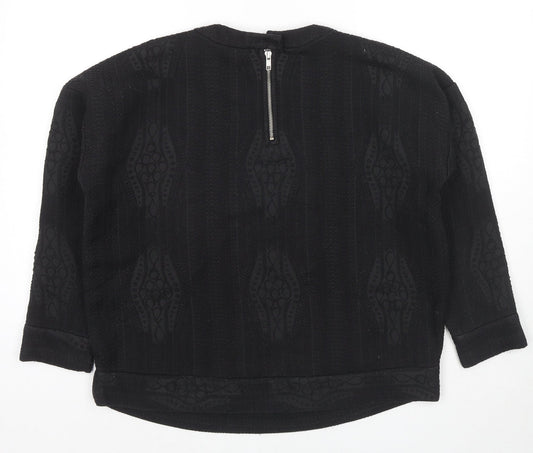 & Other Stories Womens Black Geometric Polyester Basic Blouse Size 8 Round Neck