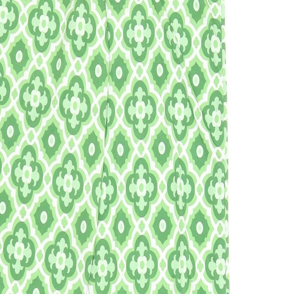 I SAW IT FIRST Womens Green Geometric Polyester Trousers Size 8 L30 in Regular