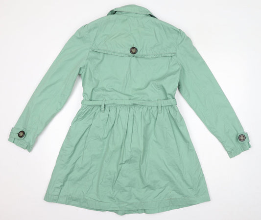 New Look Womens Green Overcoat Coat Size 14 Button