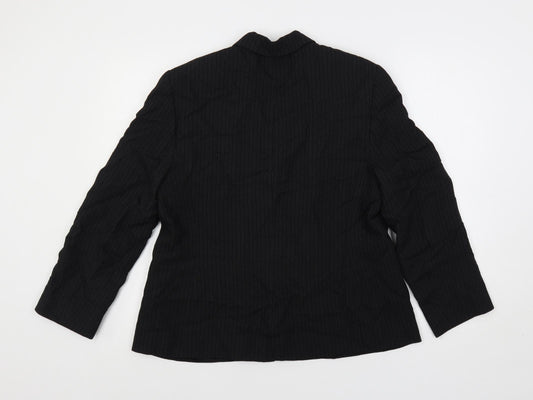 Louben Womens Black Striped Jacket Blazer Size 16 Button