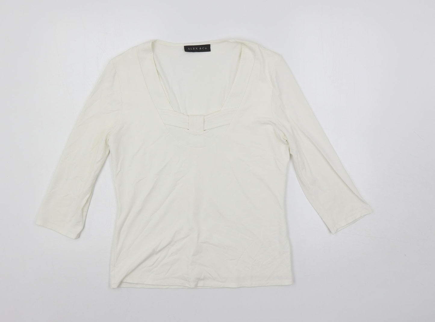 Alex & Co. Womens White Viscose Basic Blouse Size 12 Scoop Neck