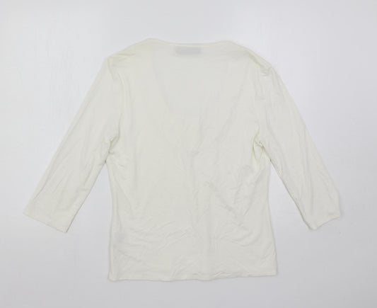 Alex & Co. Womens White Viscose Basic Blouse Size 12 Scoop Neck