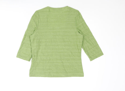 Alex & Co Womens Green Polyamide Basic Blouse Size 8 Square Neck