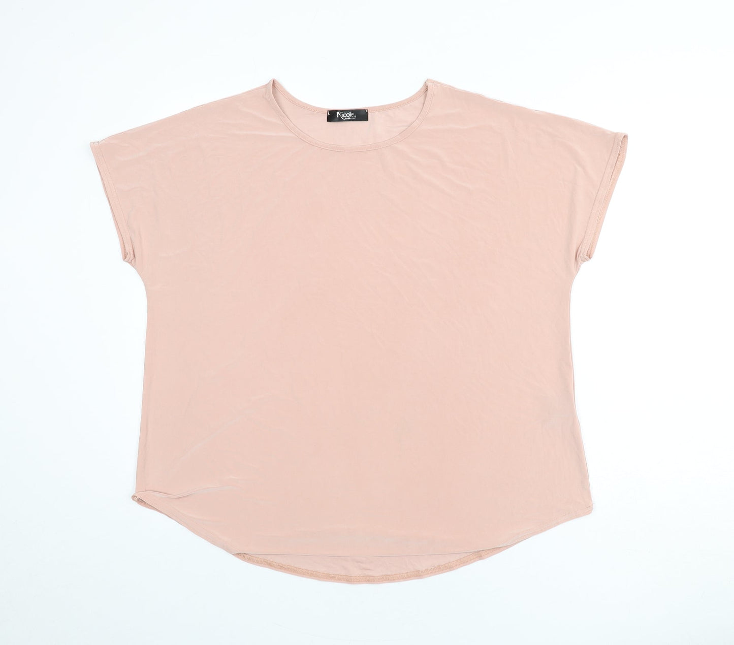 Nicole Collection Womens Pink Polyester Basic T-Shirt Size L Round Neck