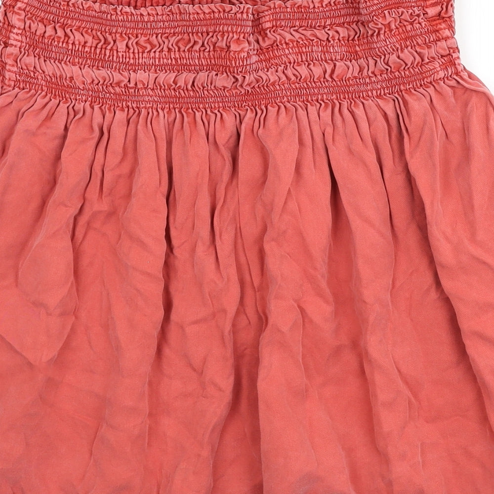Zara Womens Pink Lyocell Flare Skirt Size L - Elastic Waist