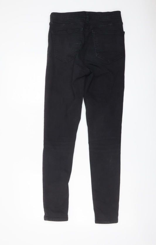 Topshop Womens Black Cotton Skinny Jeans Size 26 in L30 in Regular Button