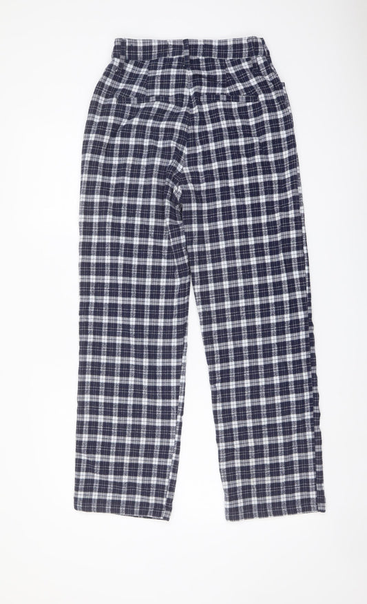 Hollister Womens Blue Plaid Polyester Trousers Size S L27 in Regular Zip