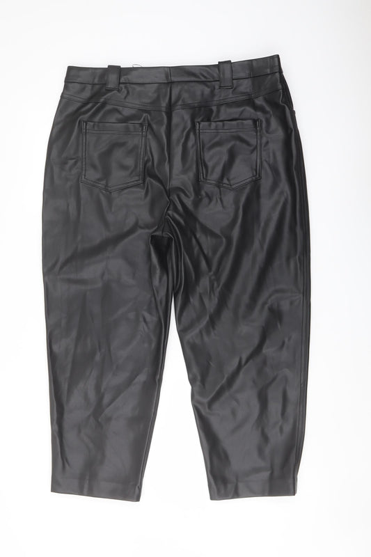 Marks and Spencer Womens Black Polyester Trousers Size 18 L23 in Regular Button