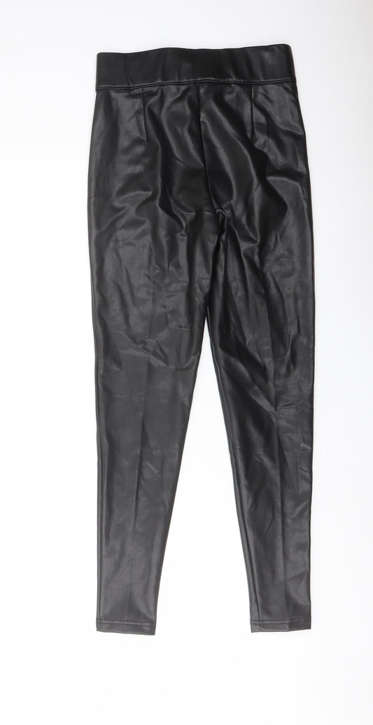 Marks and Spencer Womens Black Polyester Trousers Size 8 L27 in Regular