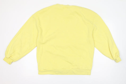 Topshop Womens Yellow Cotton Pullover Sweatshirt Size S Pullover