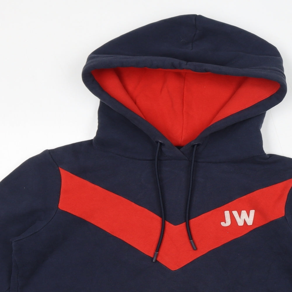 Jack Wills Womens Blue Colourblock Cotton Pullover Hoodie Size 6 Pullover - Logo