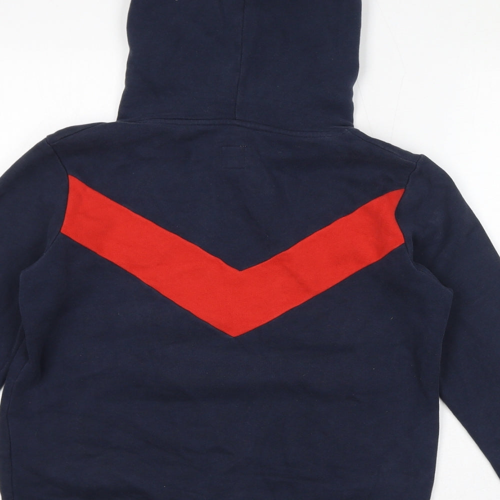 Jack Wills Womens Blue Colourblock Cotton Pullover Hoodie Size 6 Pullover - Logo