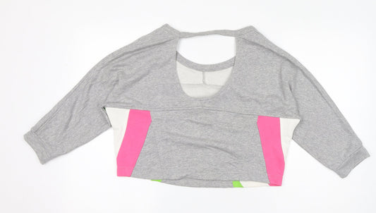 Reebok Womens Grey Colourblock Cotton Pullover Sweatshirt Size 8 Pullover - Size 8-10