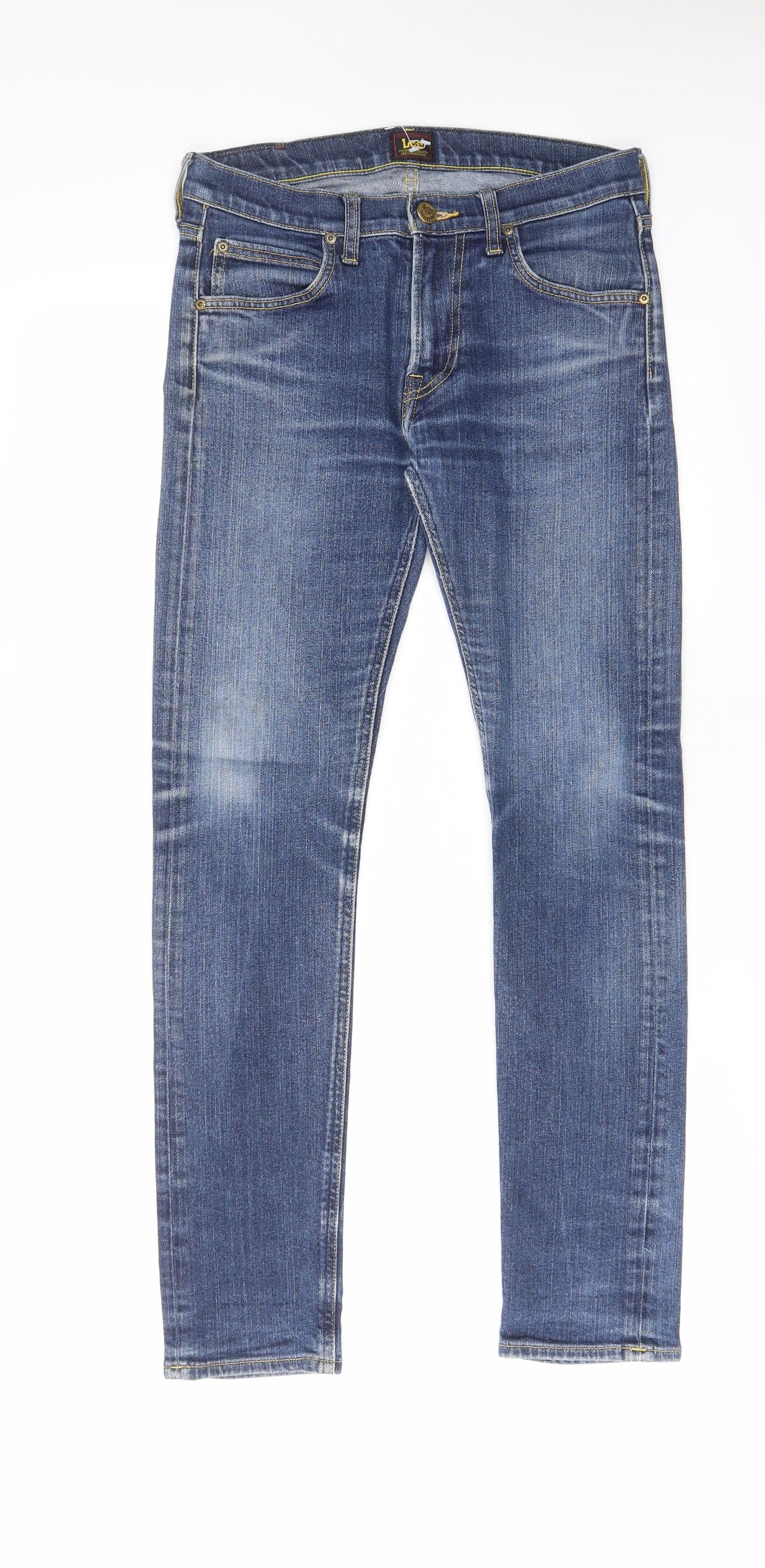 Lee Mens Blue Cotton Skinny Jeans Size 29 in L32 in Regular Zip - Pockets