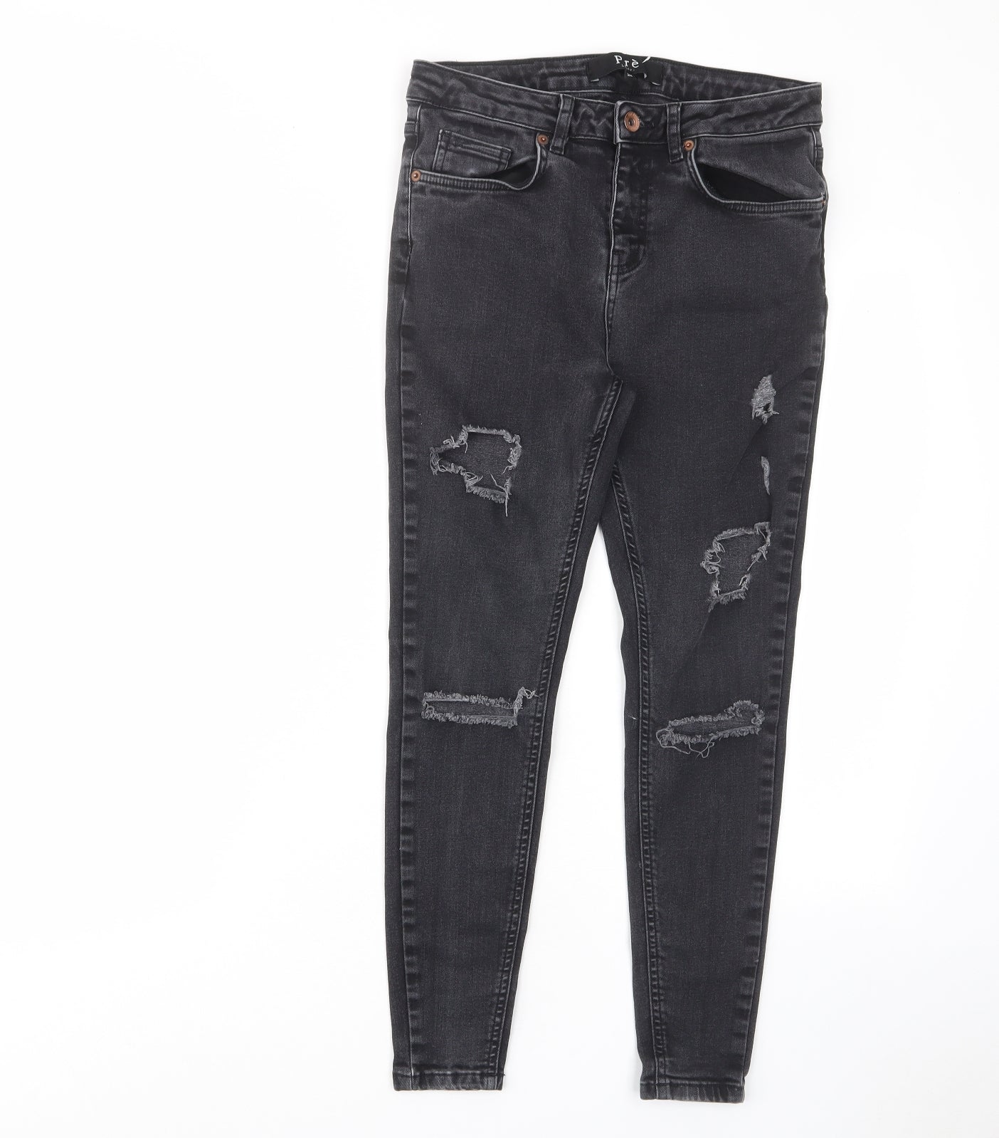 Pre London Womens Black Cotton Skinny Jeans Size 30 in L25 in Regular Zip - Pockets