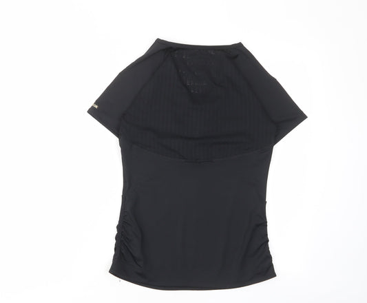 Reebok Womens Black Polyester Basic T-Shirt Size S V-Neck Pullover